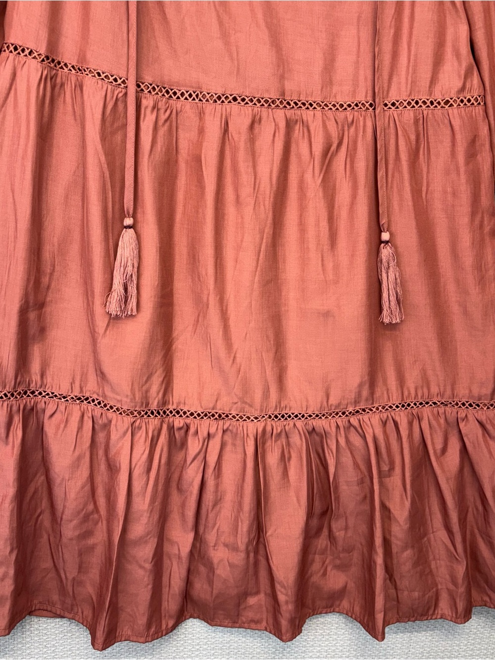 NWT Moon River Anthropologie Pink Mini Tunic Dress Med Boho Bell Sleeve Cottage - Picture 6 of 13